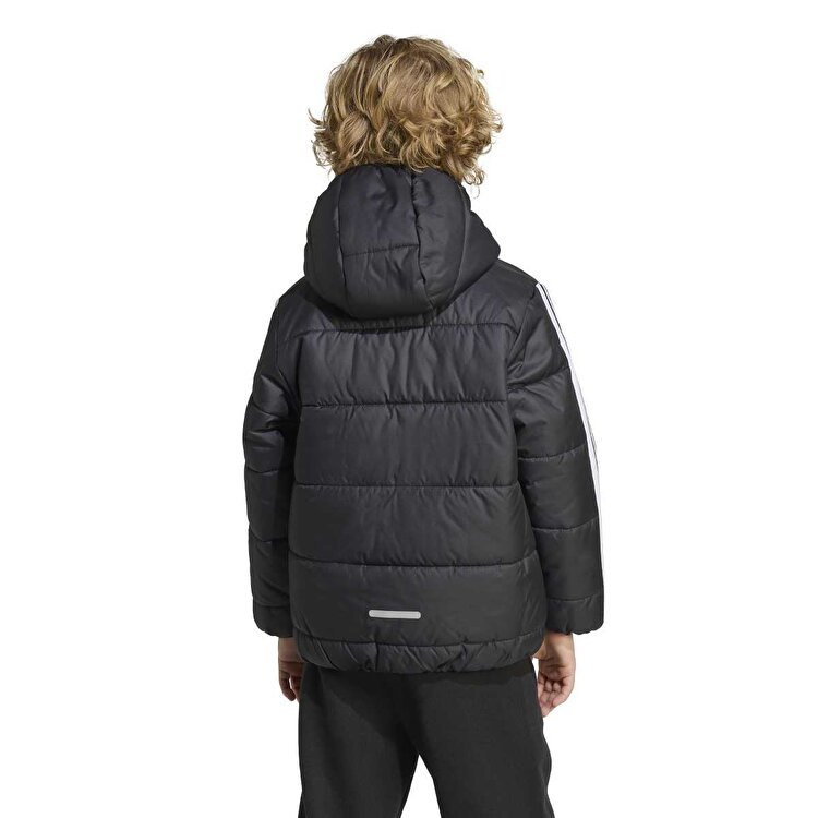 adidas Essentials 3 Stripes Çocuk Siyah Kapüşonlu Ceket