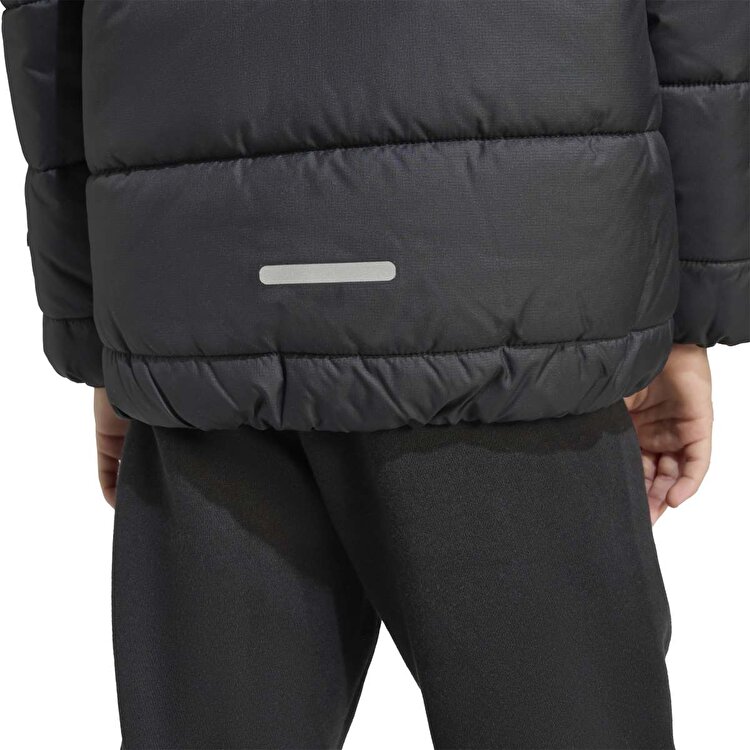 adidas Essentials 3 Stripes Çocuk Siyah Kapüşonlu Ceket