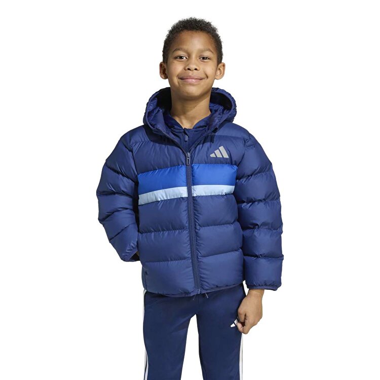 adidas Synthetic Down Çocuk Lacivert Kapüşonlu Mont