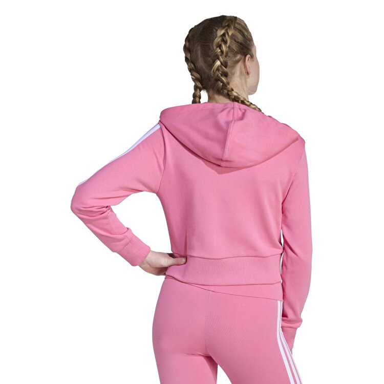 adidas 3 Stripes French Terry Full Zip Cr Kız Çocuk Pembe Kapüşonlu Ceket