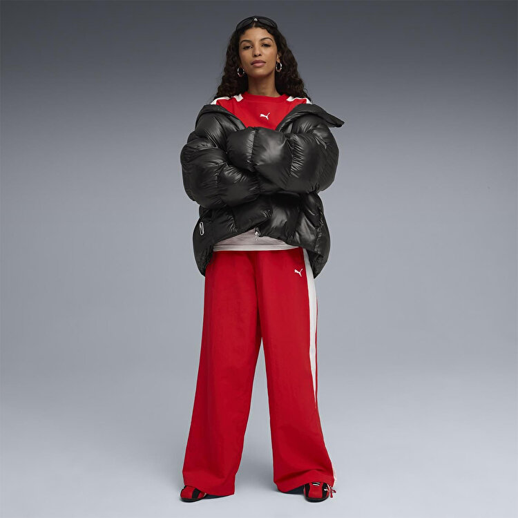 Puma T7 Over Oversized Crew Kadın Kırmızı Bisiklet Yaka Sweatshirt