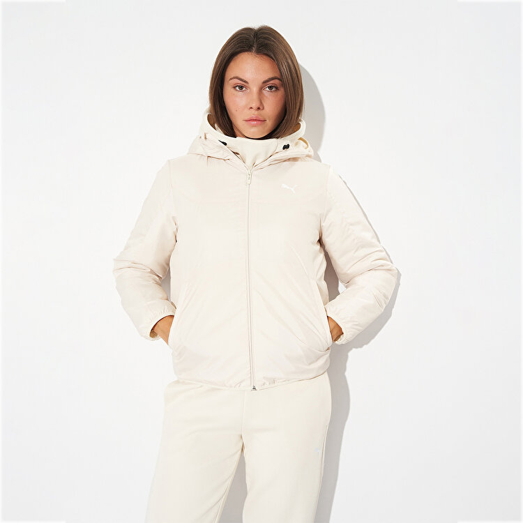 Puma Essentials Light Padded Kadın Beyaz Kapüşonlu Mont