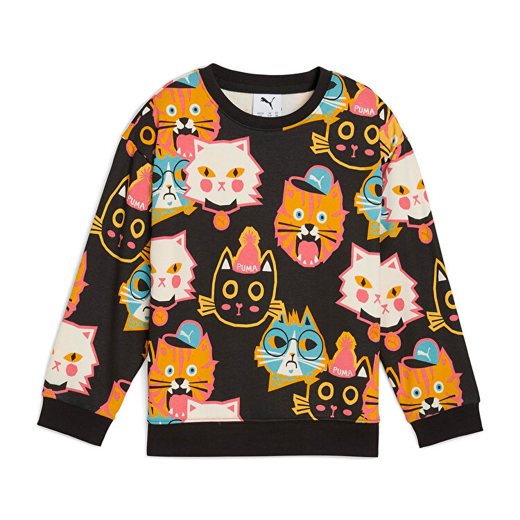 Puma Moody Cat Crew Çocuk Siyah Bisiklet Yaka Sweatshirt