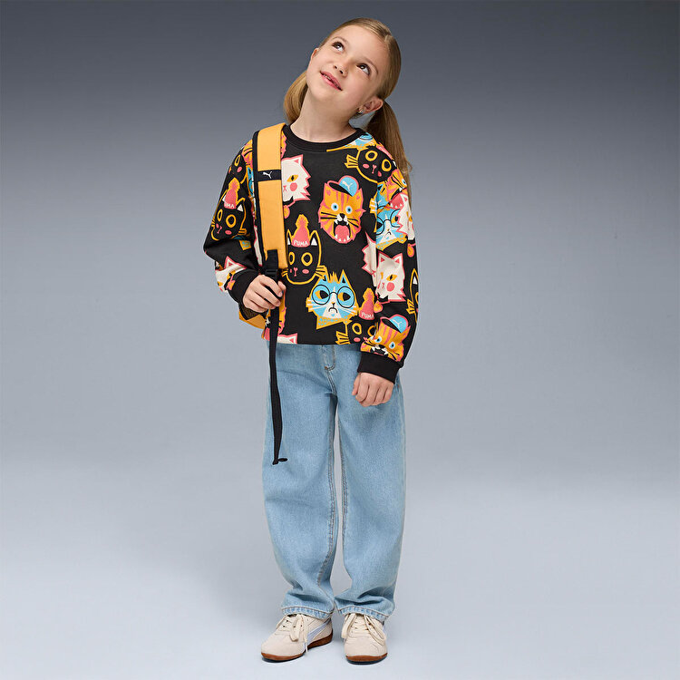 Puma Moody Cat Crew Çocuk Siyah Bisiklet Yaka Sweatshirt