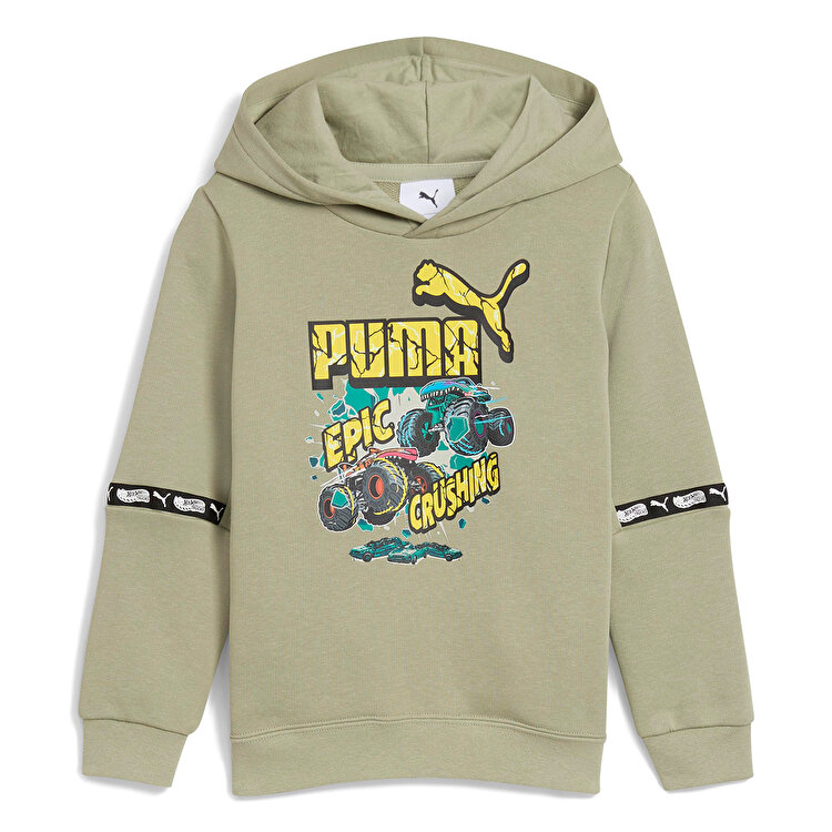 Puma Hot Wheels Çocuk Haki Kapüşonlu Sweatshirt