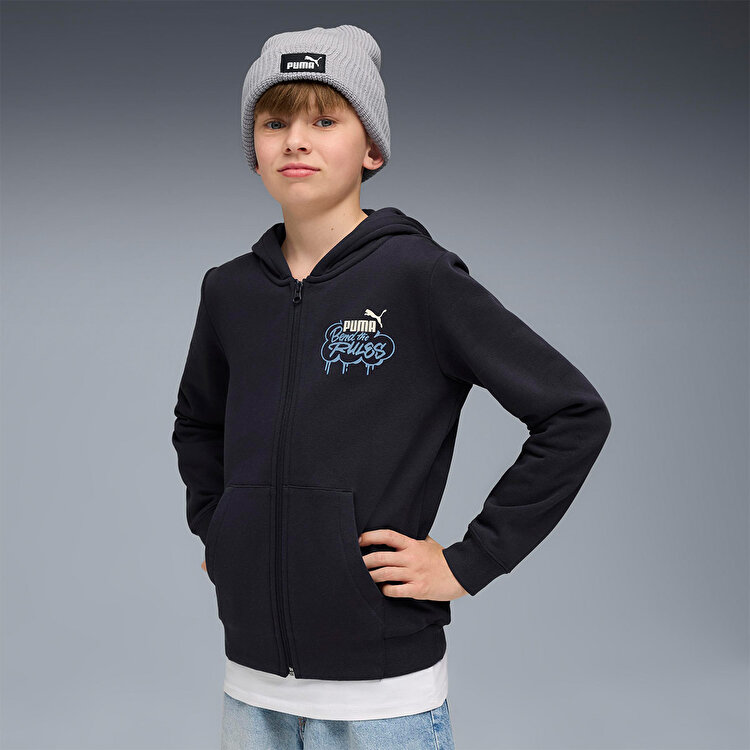Puma Mid 90s Full Zip Çocuk Lacivert Kapüşonlu Ceket