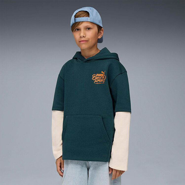 Puma Mid 90s Layered Çocuk Yeşil Kapüşonlu Sweatshirt