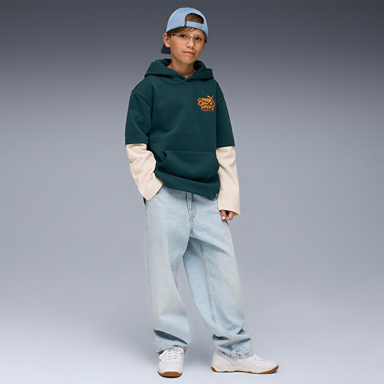Puma Mid 90s Layered Çocuk Yeşil Kapüşonlu Sweatshirt