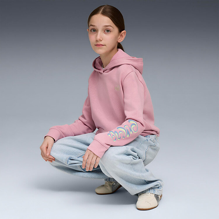 Puma Tweenerverse Çocuk Pembe Kapüşonlu Sweatshirt