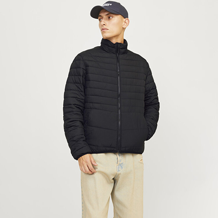 Jack&Jones State Packable Puffer Colar Erkek Siyah Dik Yaka Ceket