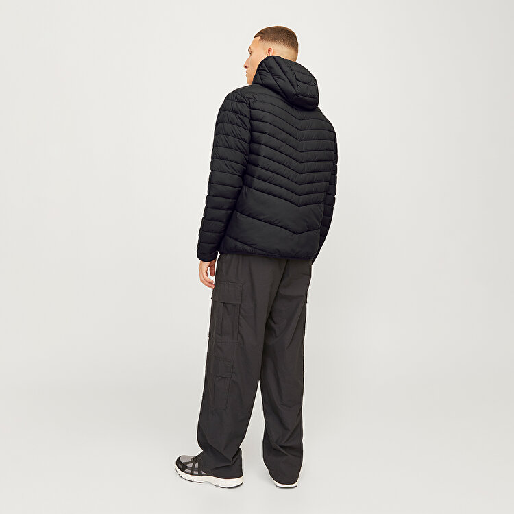 Jack&Jones State Packable Puffer Hood Erkek Siyah Kapüşonlu Mont