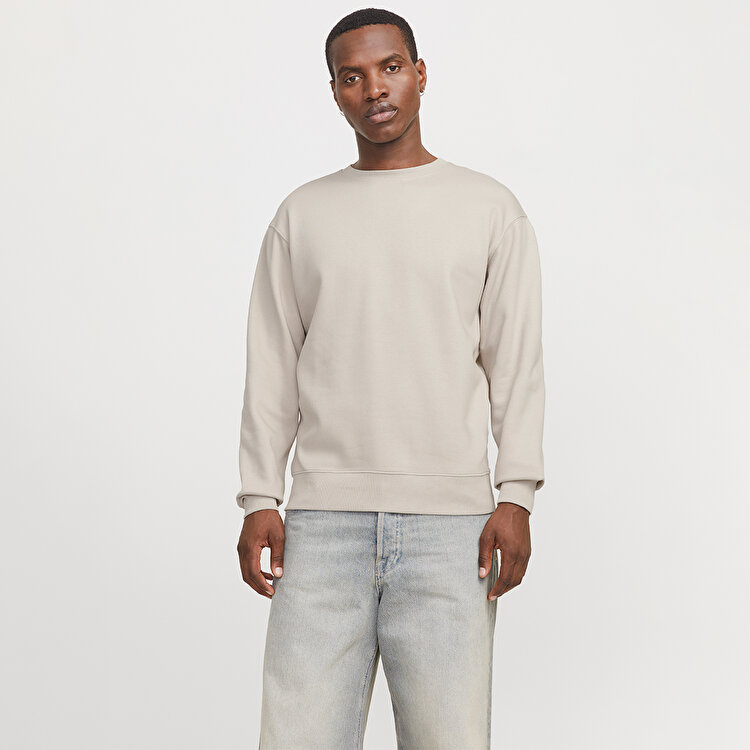 Jack&Jones Star Basic Erkek Bej Bisiklet Yaka Sweatshirt