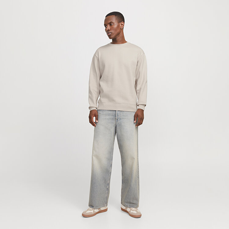 Jack&Jones Star Basic Erkek Bej Bisiklet Yaka Sweatshirt
