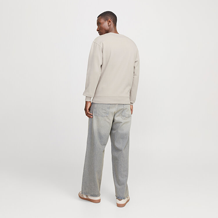 Jack&Jones Star Basic Erkek Bej Bisiklet Yaka Sweatshirt