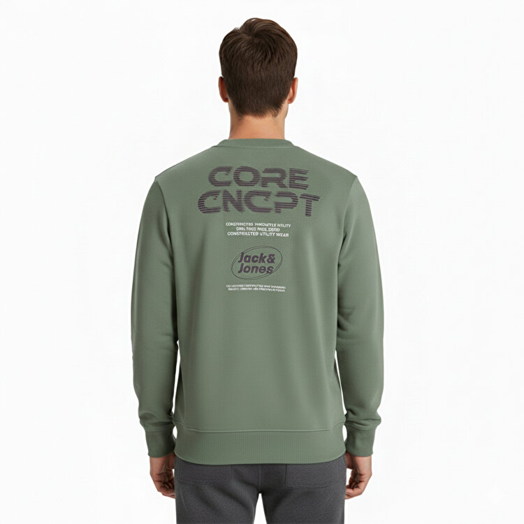 Jack&Jones Vibrant Erkek Yeşil Bisiklet Yaka Sweatshirt 12277749