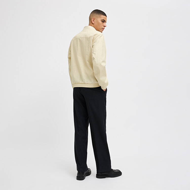 Jack&Jones Blaleister Linen Blend Bomber Erkek Bej Klasik Yaka Ceket