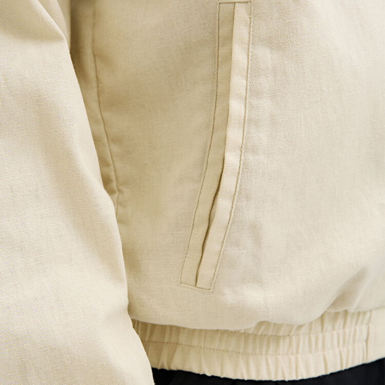 Jack&Jones Blaleister Linen Blend Bomber Erkek Bej Klasik Yaka Ceket