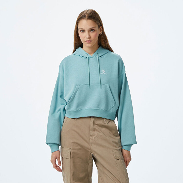 Converse Chuck Taylor Boxy Kadın Mavi Kapüşonlu Sweatshirt