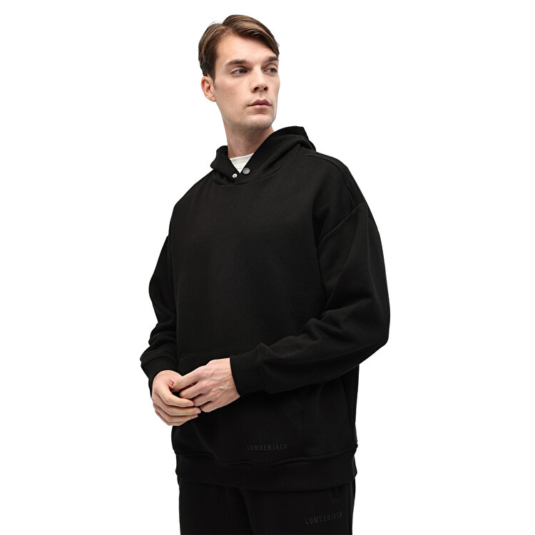 Lumberjack Ros 17HS109 Erkek Siyah Kapüşonlu Sweatshirt