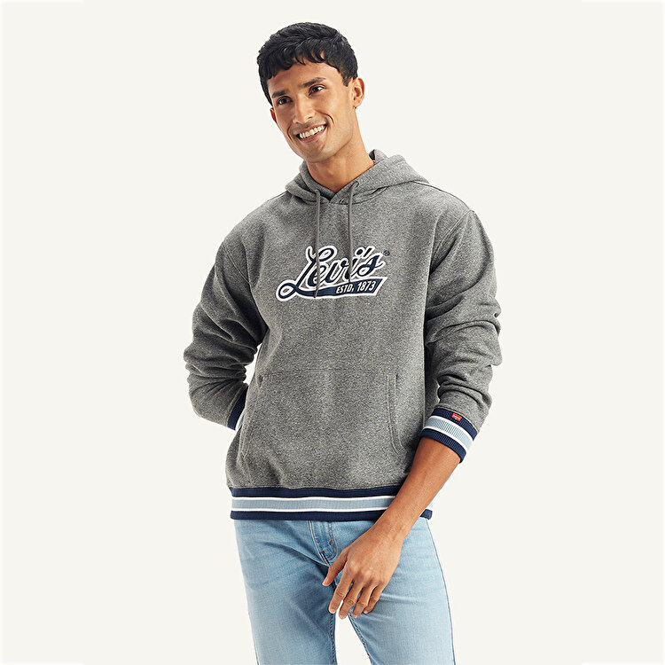 Levi's Brand Logo Mt Erkek Gri Kapüşonlu Sweatshirt