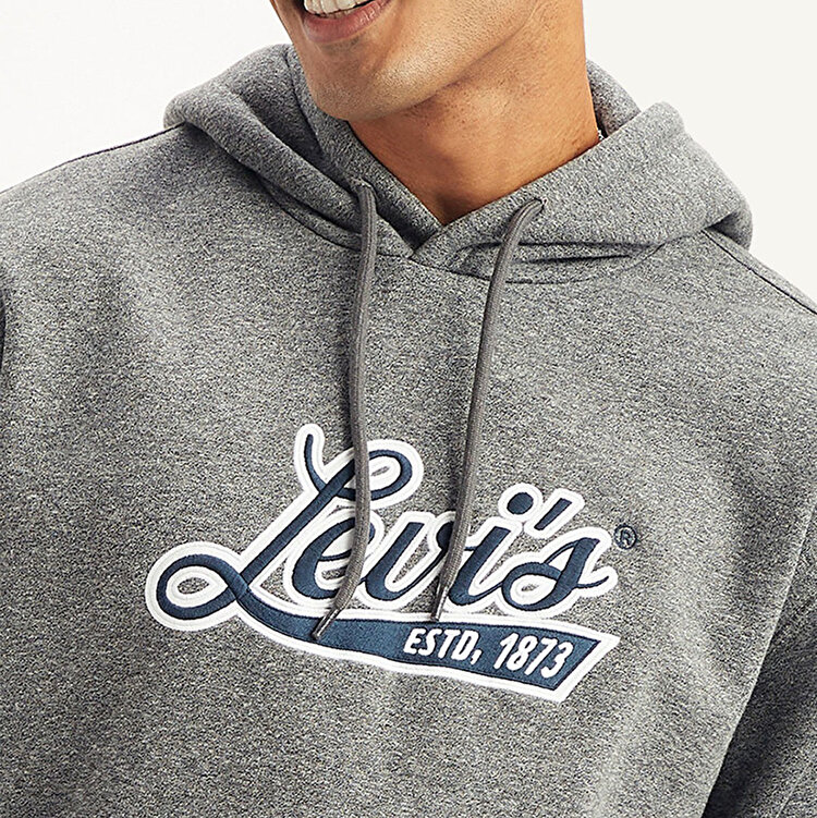 Levi's Brand Logo Mt Erkek Gri Kapüşonlu Sweatshirt
