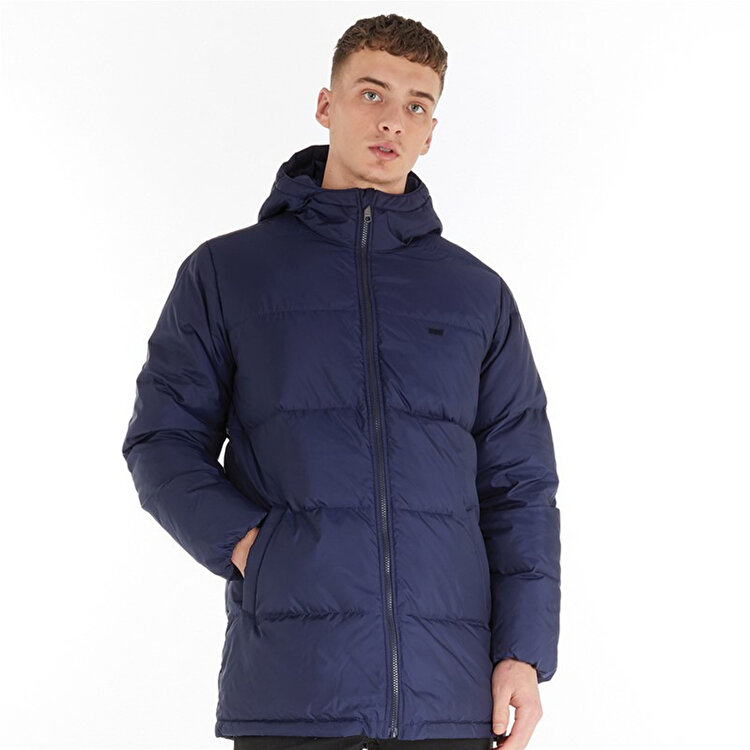 Levi's Sunset Mid Puffer Erkek Mavi Kapüşonlu Mont