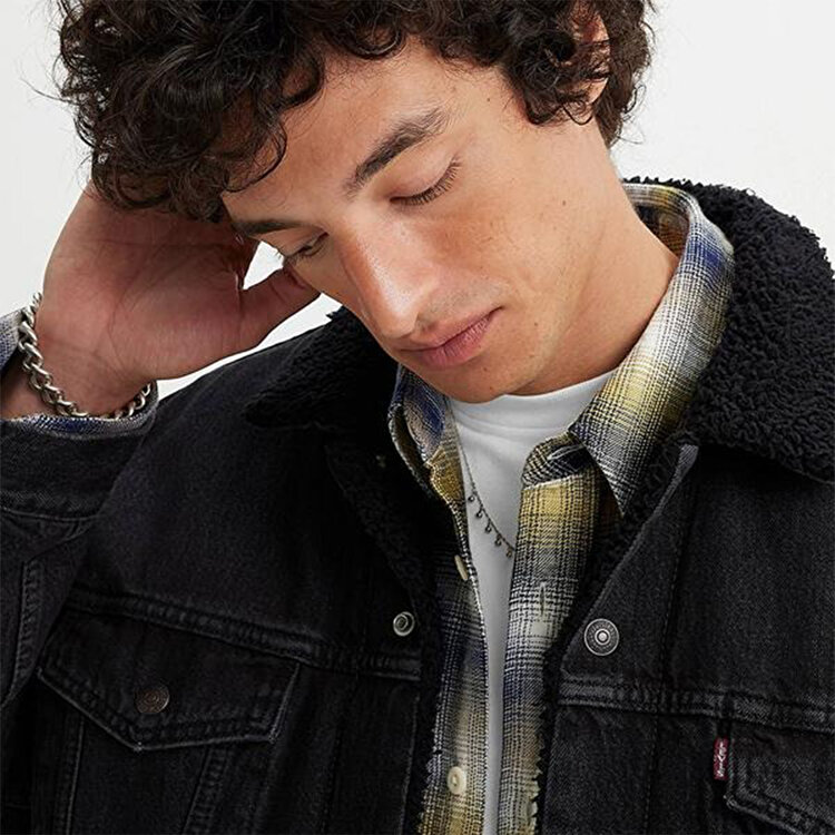 Levi's Relaxed Fit Sherpa Trucker Erkek Siyah Klasik Yaka Ceket