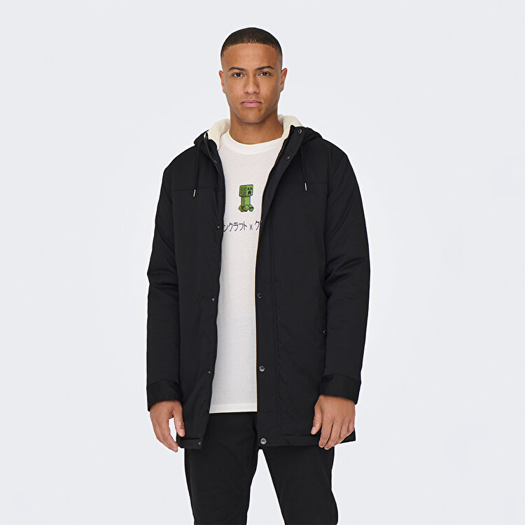 Only&Sons Alexander Life Erkek Siyah Kapüşonlu Mont