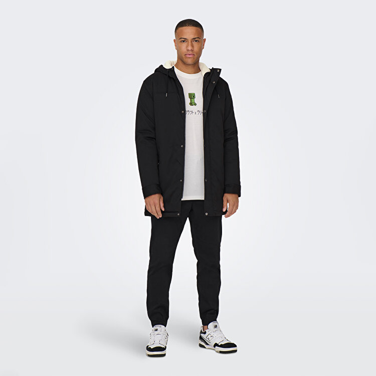 Only&Sons Alexander Life Erkek Siyah Kapüşonlu Mont