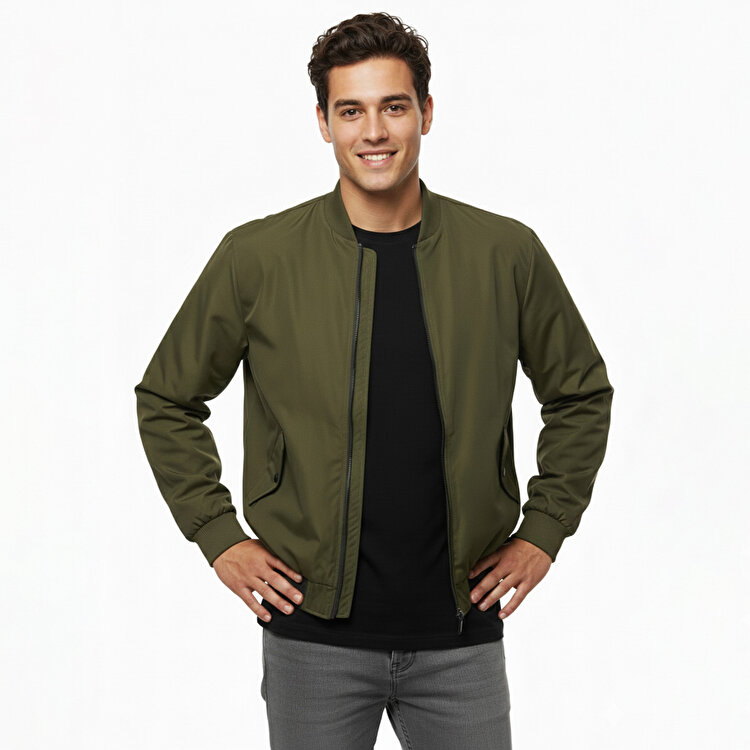 Only&Sons Russel Padded Bomber Erkek Haki Dik Yaka Ceket