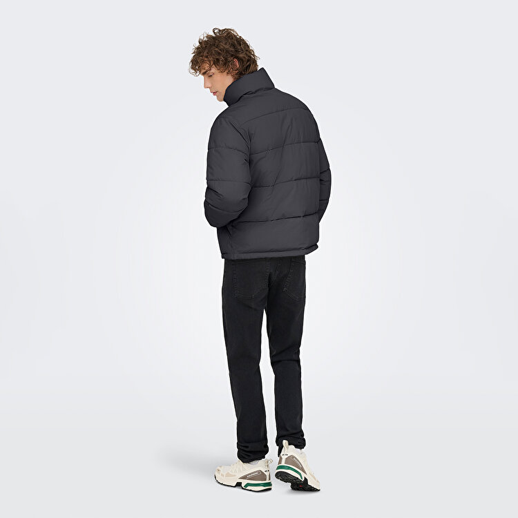 Only&Sons Pack Life Puffer Erkek Gri Dik Yaka Mont