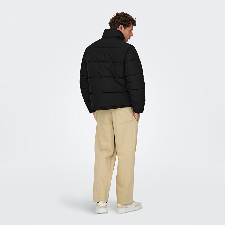 Only&Sons Pack Life Puffer Erkek Siyah Dik Yaka Mont