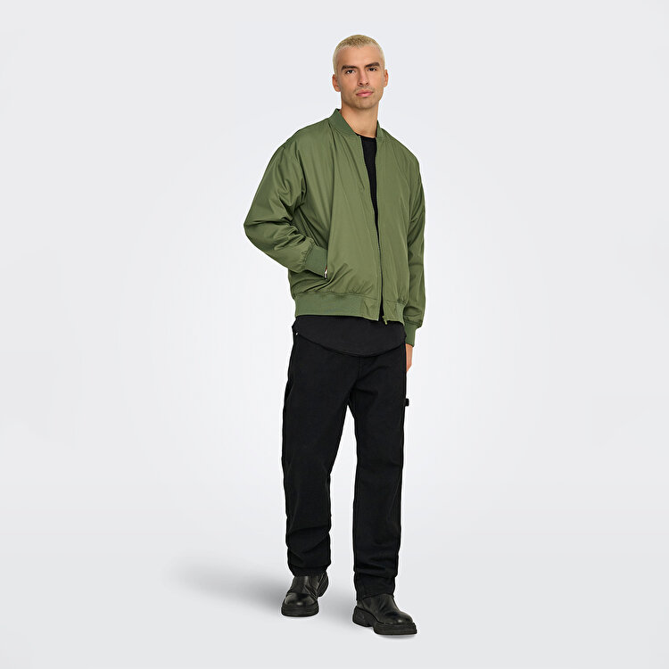 Only&Sons Gavin Bomber Erkek Haki Dik Yaka Ceket