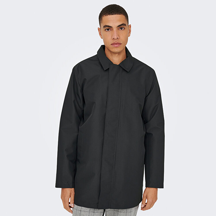 Only&Sons Hall Coat Erkek Siyah Klasik Yaka Kaban