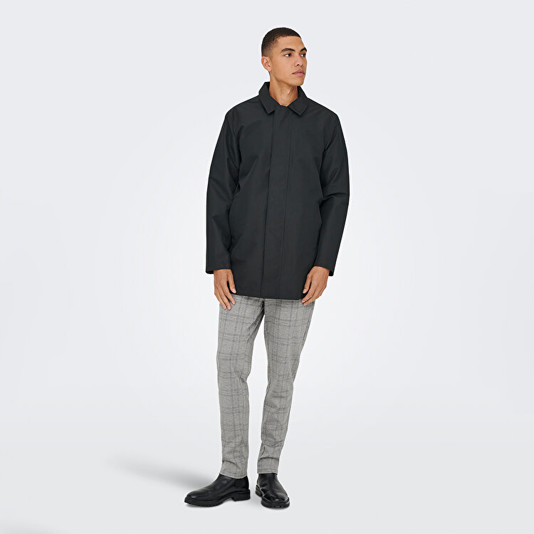 Only&Sons Hall Coat Erkek Siyah Klasik Yaka Kaban