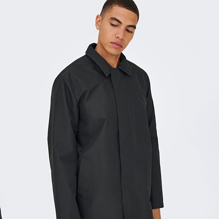 Only&Sons Hall Coat Erkek Siyah Klasik Yaka Kaban