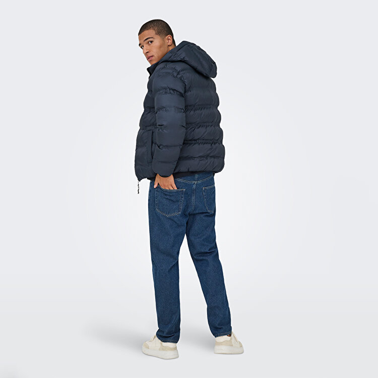 Only&Sons Union Seamless Life Puffer Erkek Lacivert Kapüşonlu Mont