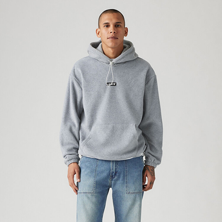 Levis Bb Tab Polar Fleece Erkek Gri Kapüşonlu Sweatshirt