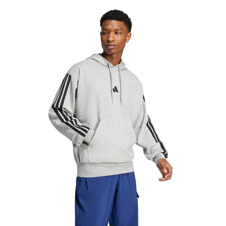 adidas 3 Stripes Ft Erkek Gri Kapüşonlu Sweatshirt