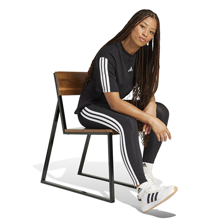 adidas Essentials 3-Stripes Cotton Kadın Siyah Tayt