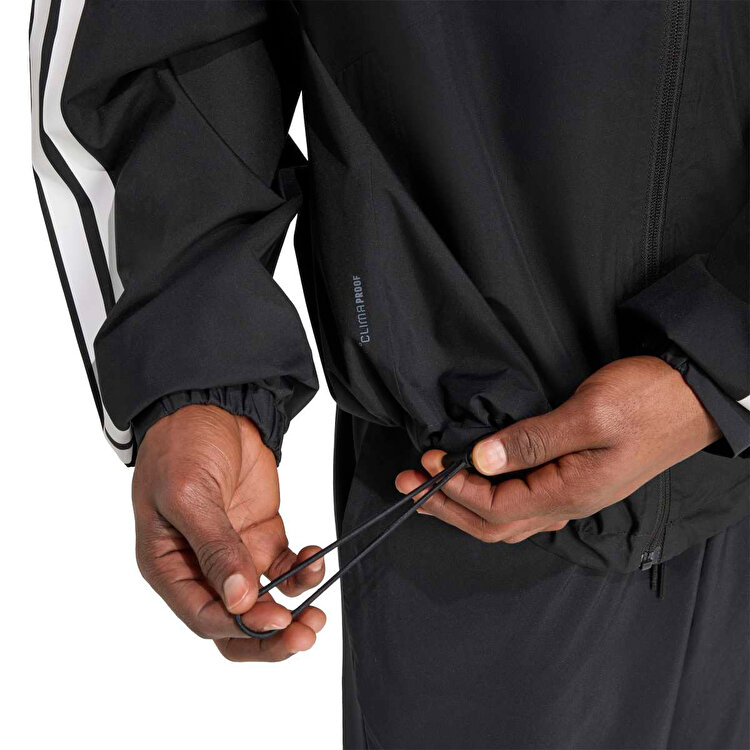 adidas Essentials 3 Stripes Erkek Siyah Kapüşonlu Ceket