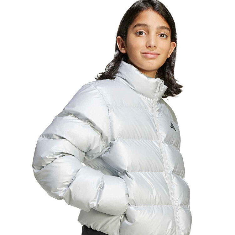 adidas Synthetic Down Glam Kız Çocuk Gümüş Dik Yaka Mont