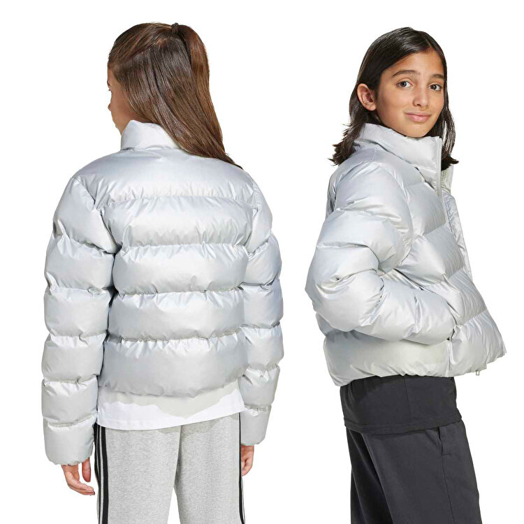 adidas Synthetic Down Glam Kız Çocuk Gümüş Dik Yaka Mont