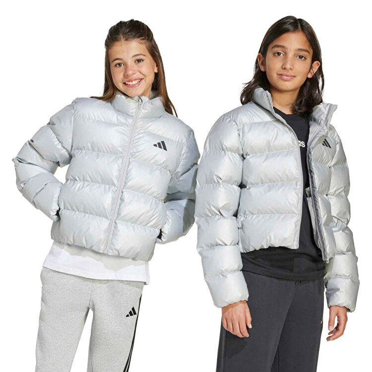 adidas Synthetic Down Glam Kız Çocuk Gümüş Dik Yaka Mont