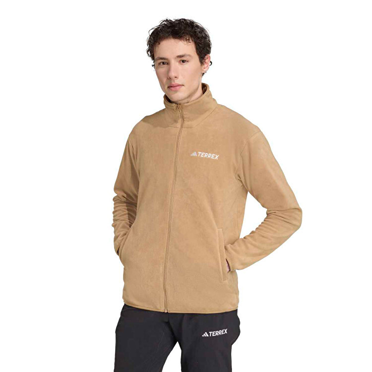 adidas Multi Essentials Full-Zip Fleece Erkek Kahverengi Dik Yaka
