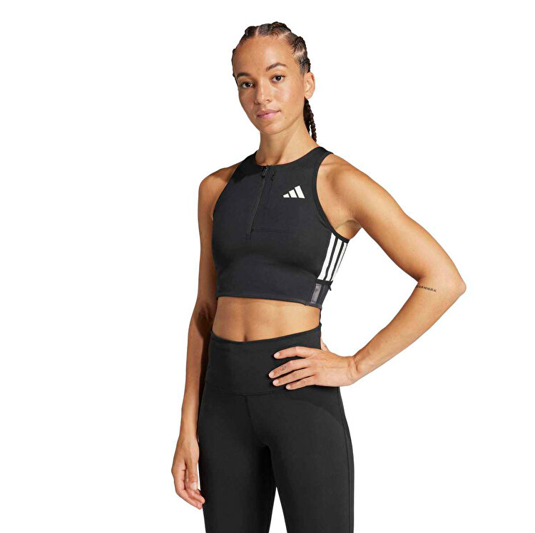 adidas Adizero Kadın Siyah Yuvarlak Yaka Crop