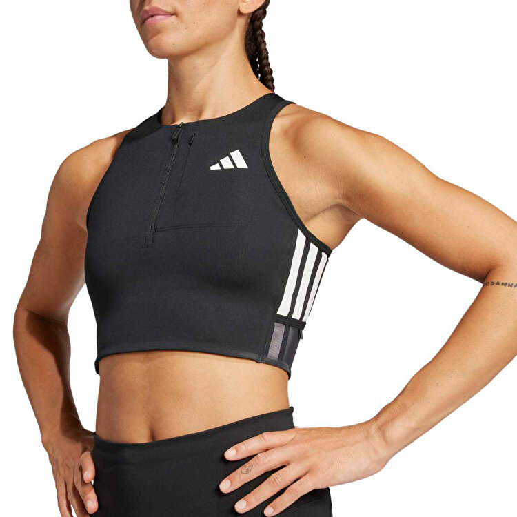 adidas Adizero Kadın Siyah Yuvarlak Yaka Crop