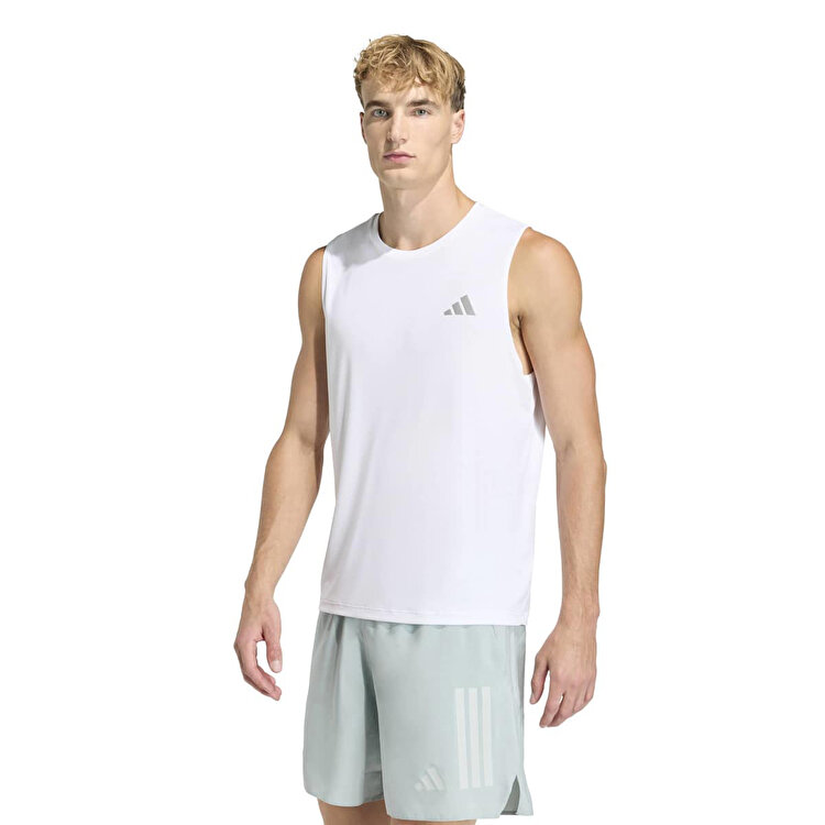 adidas Running Essentials Erkek Beyaz Yuvarlak Yaka Atlet