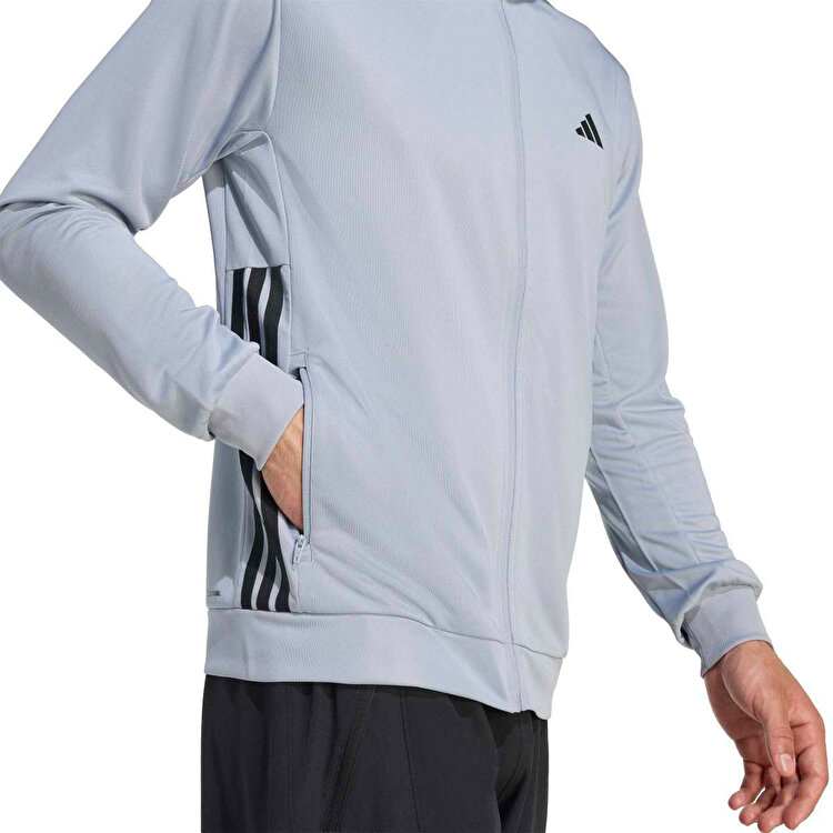 adidas Workout Essentials Allset 3 Stripes Erkek Gri Dik Yaka