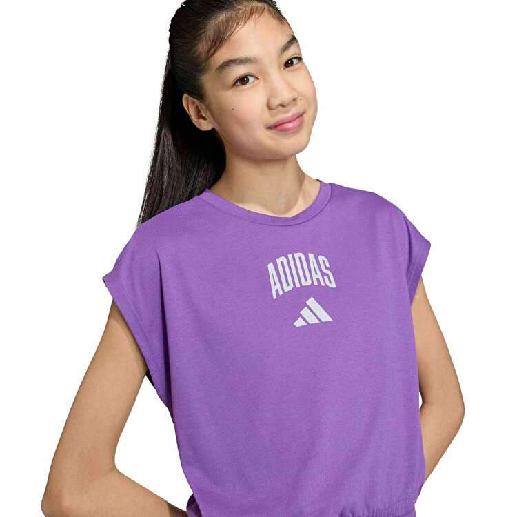 adidas Seasonal Collegiate Typography Çocuk Mor Yuvarlak Yaka Tişört